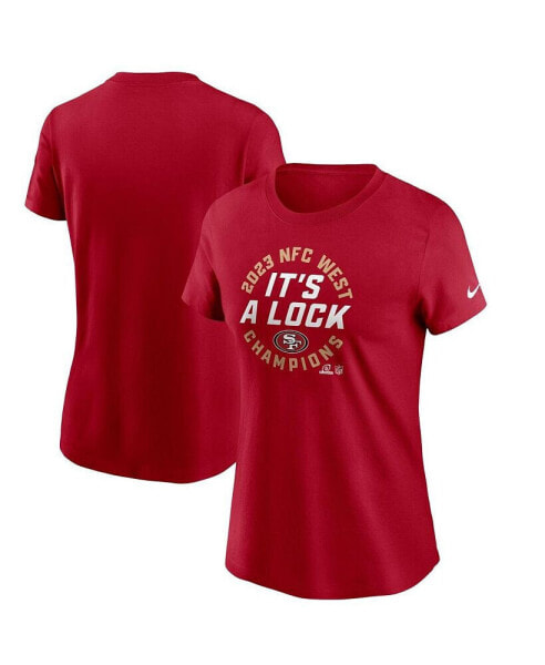 Women's Scarlet San Francisco 49ers 2023 NFC West Division Champions Locker Room Trophy Collection T-shirt