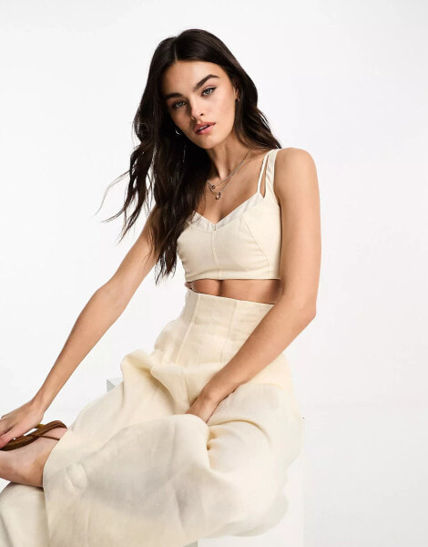 & Other Stories co-ord linen layered bralette in off white