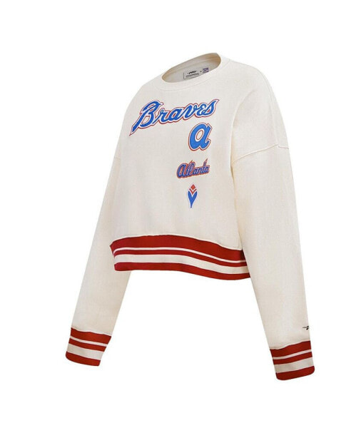 Women's Cream Atlanta Braves Retro Classic Fleece Pullover Sweatshirt