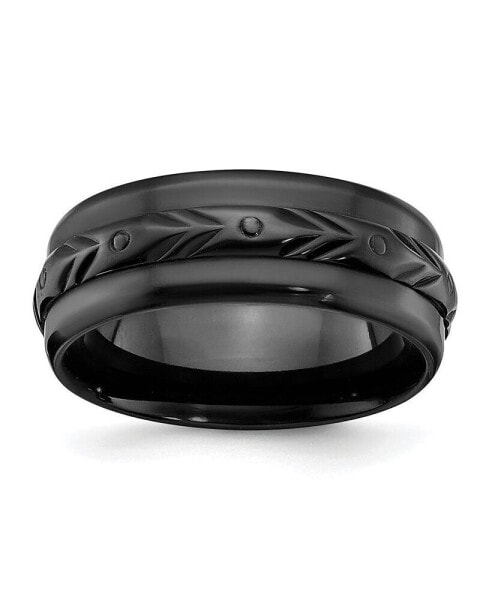 Black Zirconium Polished Wedding Band Ring