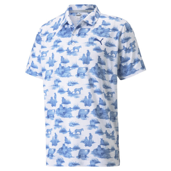 Puma Cloudspun Mowers Short Sleeve Polo Shirt Mens Blue Casual 532162-03