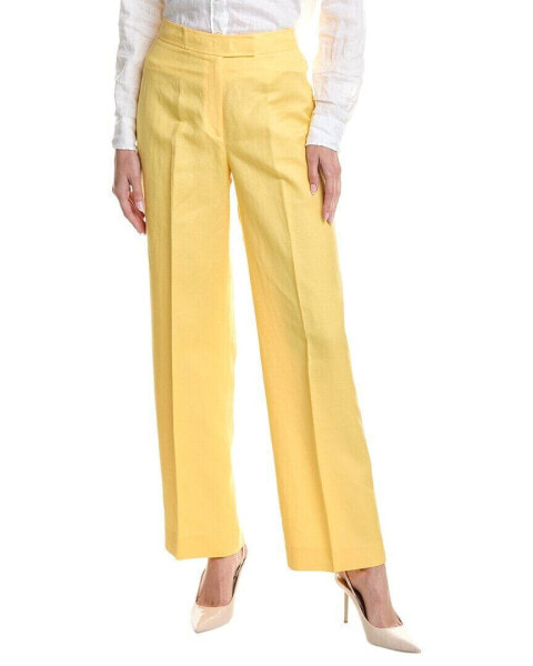 Anne Klein High-Rise Linen-Blend Wide Leg Pant Women's Yellow 0