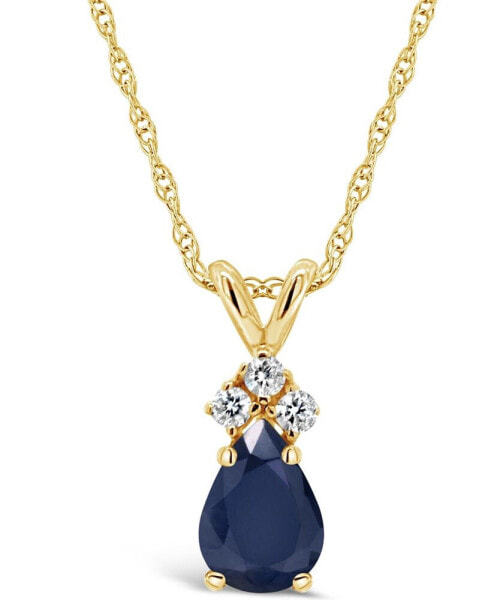 Sapphire (7/8 ct. t.w.) and Diamond Accent Pendant Necklace in 14k Yellow Gold (Also in Ruby & Emerald)