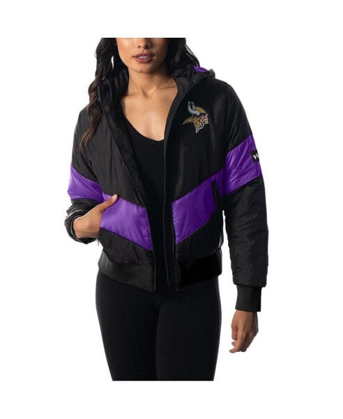 Women's Black Minnesota Vikings Puffer Full-Zip Hoodie Jacket