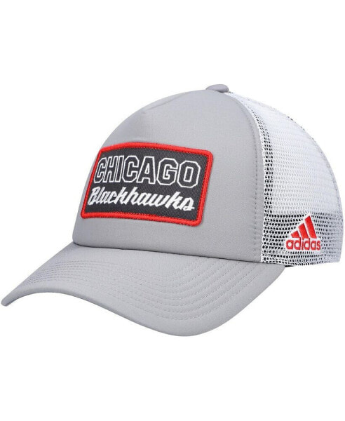 Men's Gray, White Chicago Blackhawks Locker Room Foam Trucker Snapback Hat