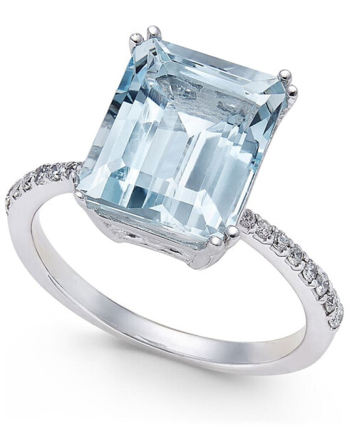 EFFY® Aquarius Aquamarine (3-3/4 ct. t.w.) and Diamond (1/6 ct. t.w.) Ring in 14k White Gold