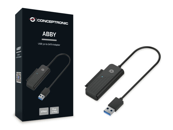 Conceptronic ABBY USB 3.0 to SATA Adapter - Black - China - 32 mm - 12 mm - 65 mm - 22 g