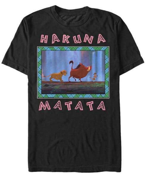 Disney Men's Lion King Hakuna Matata Pattern Square, Short Sleeve T-Shirt