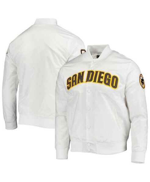 Men's White San Diego Padres Wordmark Satin Full-Snap Jacket