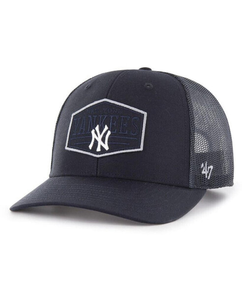 Men's Navy New York Yankees Ridgeline Tonal Patch Trucker Adjustable Hat
