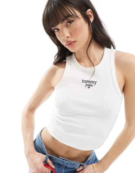 Tommy Jeans essential logo tank top in white