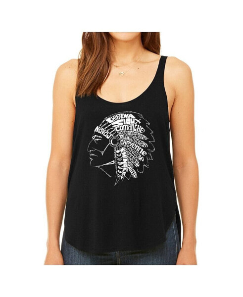 Women's Premium Word Art Flowy Tank Top- Popular Native American Indian Tribes