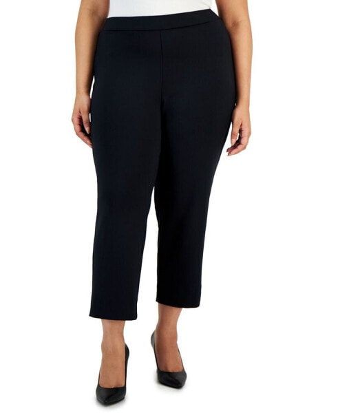 Plus Size Pull-On Slim-Leg Cropped Pants