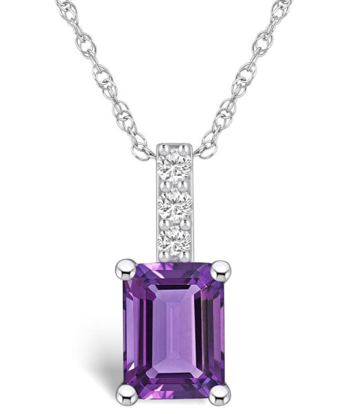 Amethyst (1-5/8 Ct. T.W.) and Diamond Accent Pendant Necklace in 14K White Gold