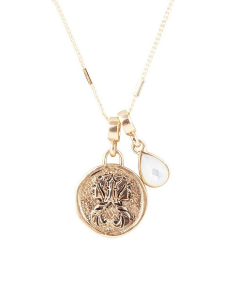 Zodiac Coin Genuine Teardrop Charm Necklace