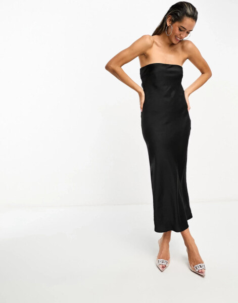 Pretty Lavish strapless midaxi dress in black