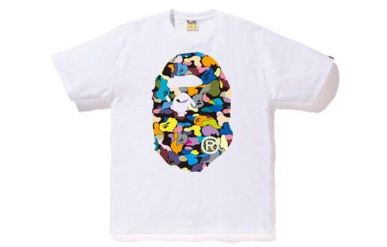 BAPE Multi Camo Big Ape Head Tee WhiteBlack T-Shirt