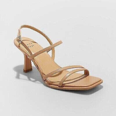 Women's Dottie Strappy Heels - A New Day Tan 11