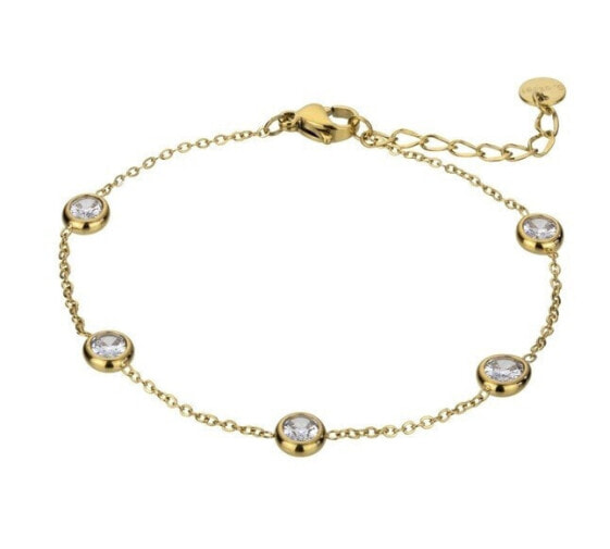 Decent gold-plated bracelet with clear zircons Angelina EWB23071G