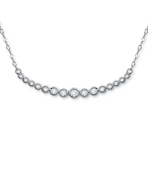 Giani Bernini cubic Zirconia Bezel Curved Bar Collar Necklace, 16" + 2" extender, Created for Macy's