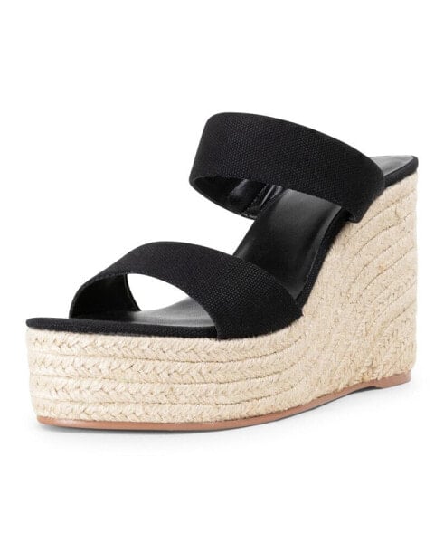 Women's Luna Two-Strap Slide Espadrille Wedge Sandals