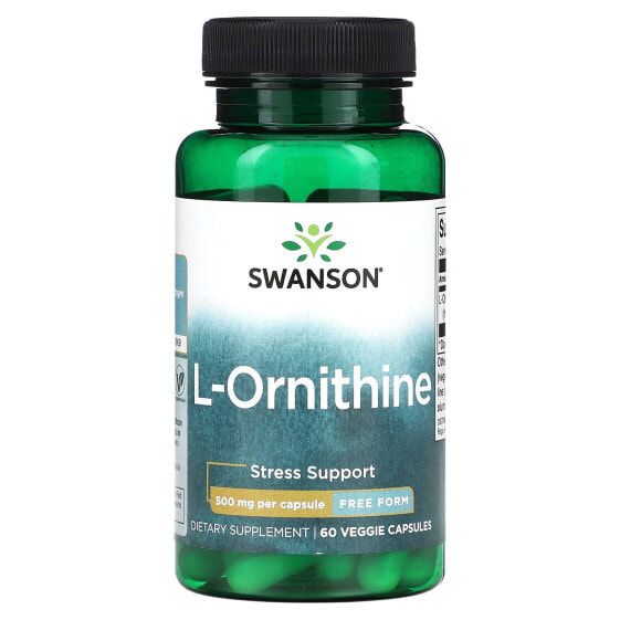 Аминокислоты Swanson L-Ornithine, Free Form, 500 мг, 60 капсул