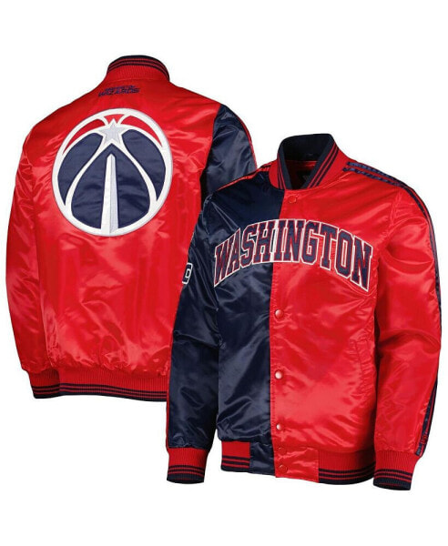 Men's Navy, Red Washington Wizards Fast Break Satin Full-Snap Jacket