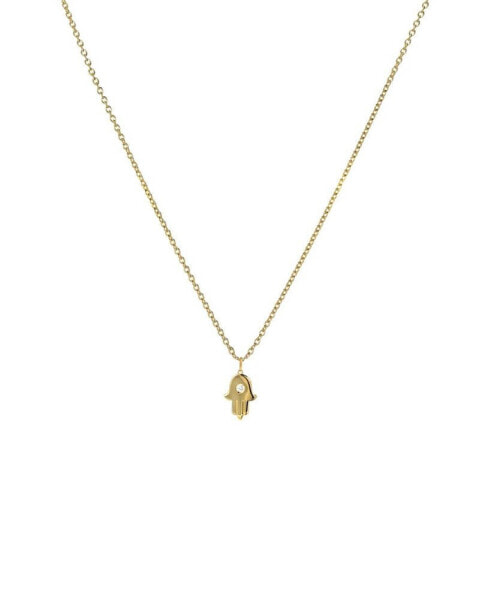 Diamond Hamsa 14K Yellow Gold Necklace