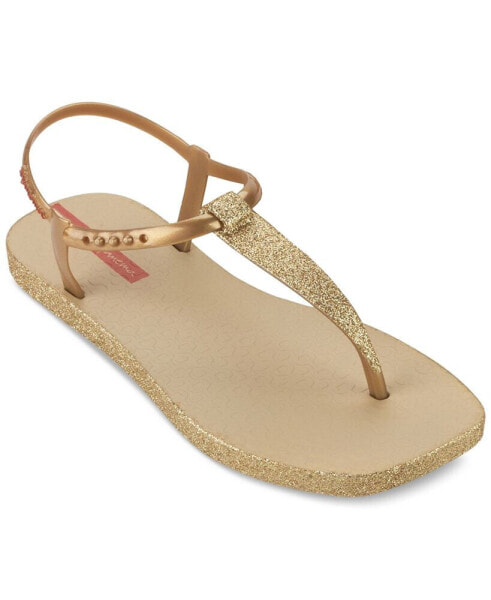 Class Edge Glow Slip-On Embellished T-Strap Thong Sandals