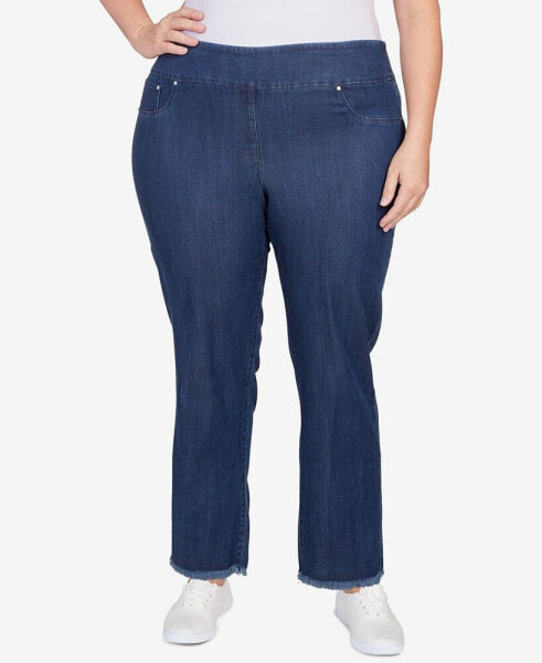 Plus Size Denim-Like Twill Ankle Pants