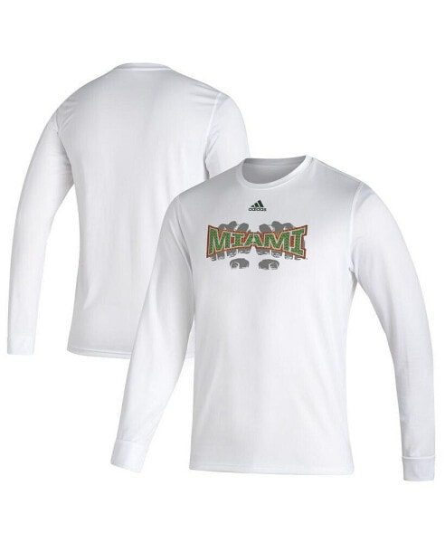 Men's White Miami Hurricanes Touchdown Ring Creator Long Sleeve T-shirt