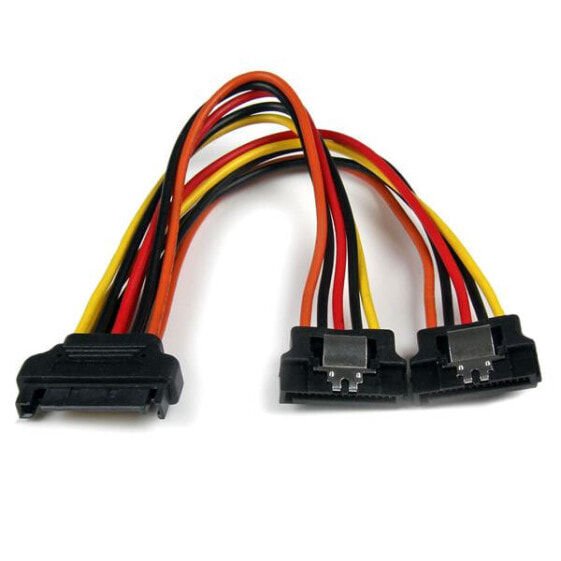 6in Latching SATA Power Y Splitter Cable Adapter - M/F - 0.15 m - SATA 15-pin - 2 x SATA 15-pin - Male - Female - Straight