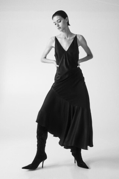 Asymmetric-hem Slip Dress