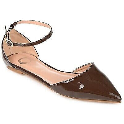 Journee Collection Womens Reba Buckle Pointed Toe Ballet Flats Brown 7.5WD