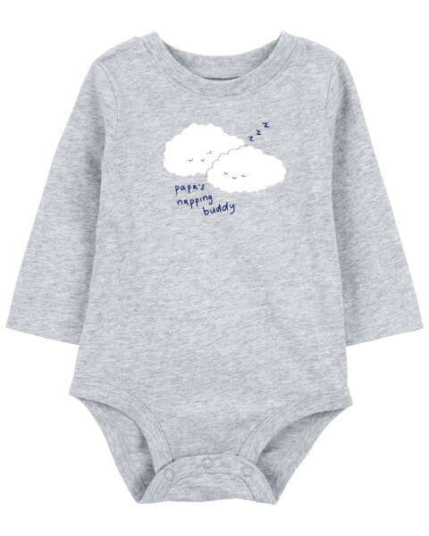 Baby 'Papa's Napping Buddy' Cloud Long-Sleeve Bodysuit 9M