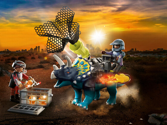 Игровой набор Playmobil Triceratops Rampage Around the Lost Stone (Путешествие троцератопса вокруг затерянного камня)