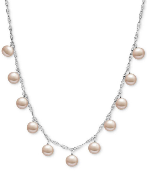 Macy's white Cultured Freshwater Pearl (8mm) Dangle 18" Statement Necklace (Also in Pink & Dyed Gray Cultured Freshwater Pearl)