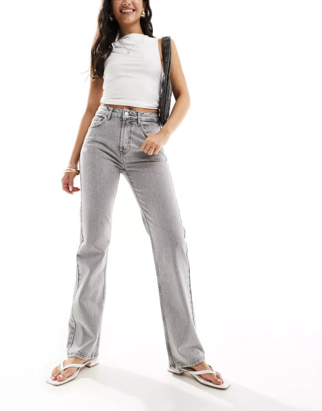 Stradivarius straight vintage jean in grey