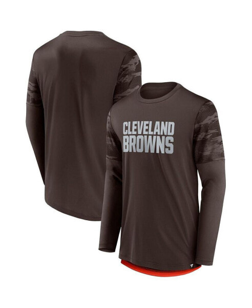 Men's Brown, Orange Cleveland Browns Square Off Long Sleeve T-shirt