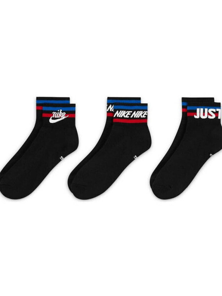 Nike Everyday Essential 3 pack ankle socks in black 