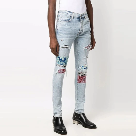 AMIRI Pajama Art Patch Skinny Jeans AMIRI Цвет: Синий; Размер: 33 