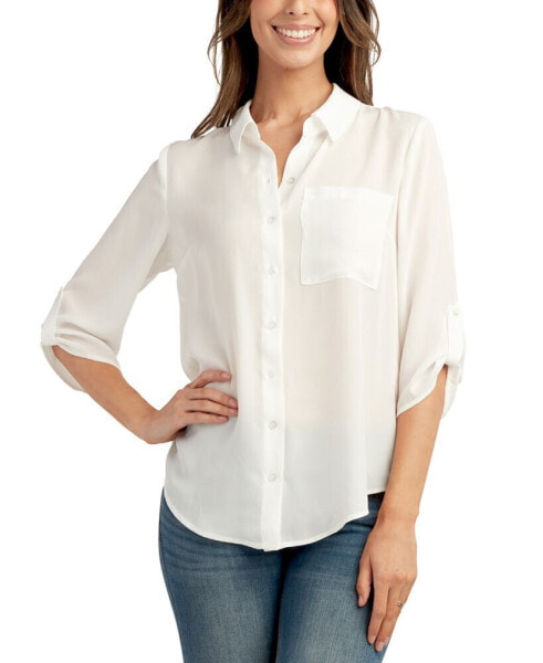 Блузка с вырезом на пуговицах BCX juniors' 3/4-Sleeve(HttpStatusCodeCutout Button-Front Shirt