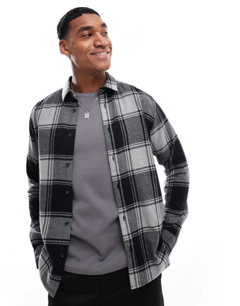 ONLY & SONS buffalo check shirt in black and grey