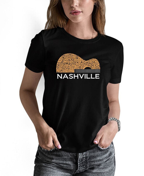 Women's Nashville Guitar Word Art Short Sleeve T-shirt