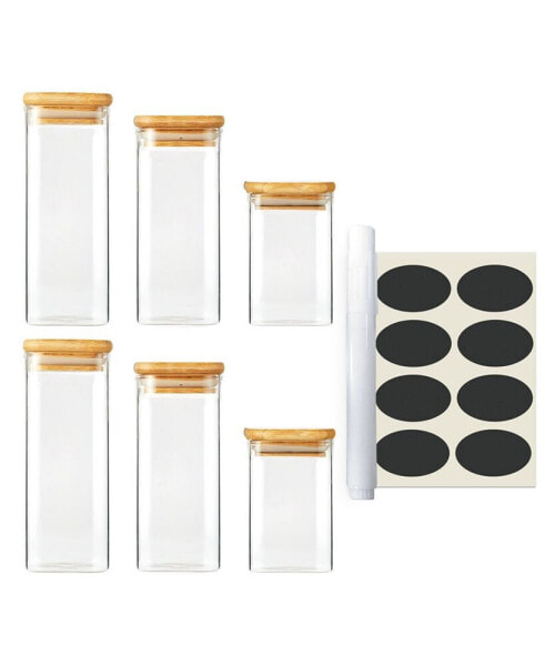 Mini Glass Jar Set and Air Tight Sealable Containers for Kitchen and Pantry Organization, for Coffee Tea Sugar and Candy, 12 Piece
