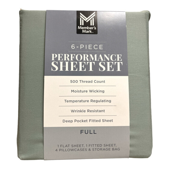 Member's Mark 500 Thread-Count Performance Solid Sheet Set, 6 Piece