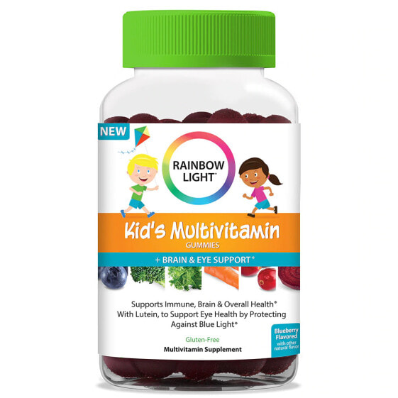 Rainbow Light Kid's Multivitamin Мультивитамины для детей с черникой для глаз и мозга 100 пастилок