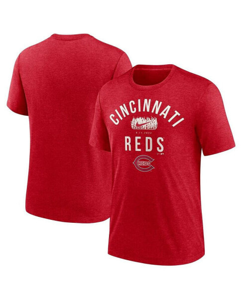 Men's Heather Red Cincinnati Reds 2022 Field of Dreams Lockup Tri-Blend T-shirt