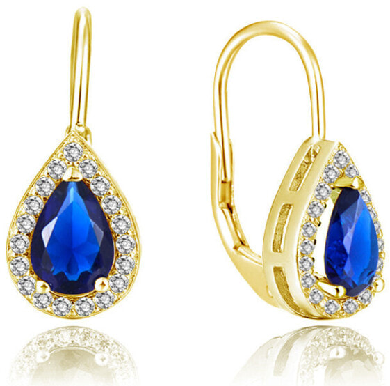 Gold plated earrings with blue zircons AGUC2229-GOLD