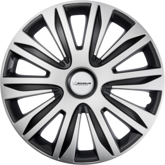 Michelin Alice Hub Caps 33 cm / 13 Inch Universal Wheel Trim Set of 4 for Cars ABS Plastic Black / Silver, Silver / Black